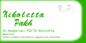 nikoletta pakh business card